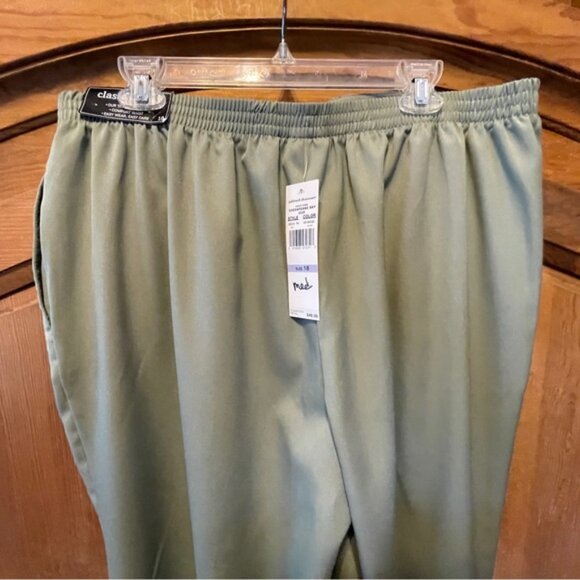 Women's Alfred Dunner Classic Fit Sage Green Elastic Waist Stretch Size 18 NEW - Picture 5 of 8